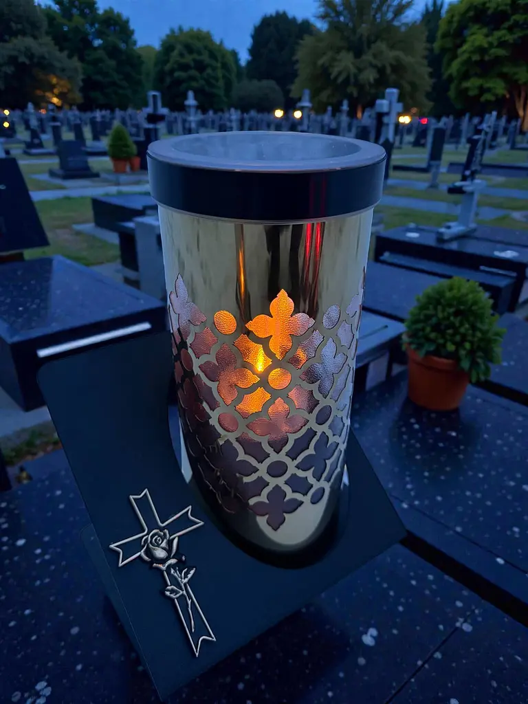 LED лампадка на могилу 25×16 см на сонячній батареї тепле світло №3 - фото 8