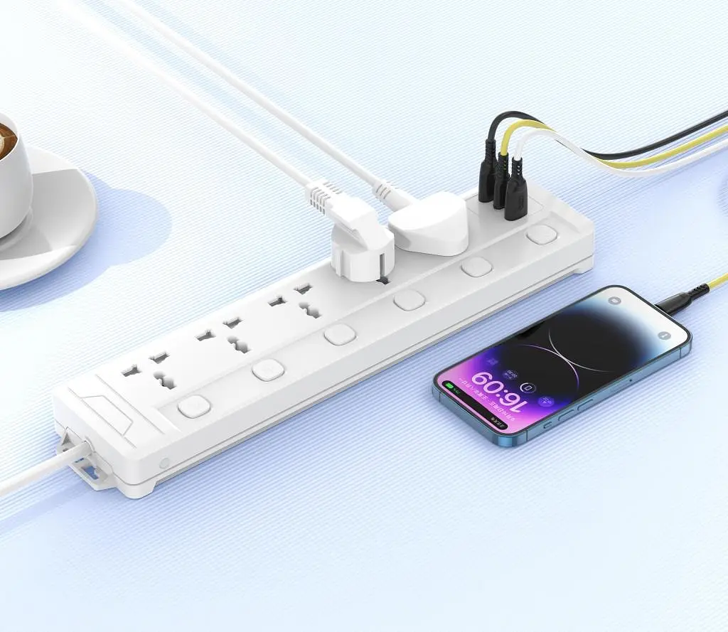 Удлинитель-сетевой фильтр XO WL19 (5 х розеток 2 х USB 1 х Type-C) 2 м - фото 2