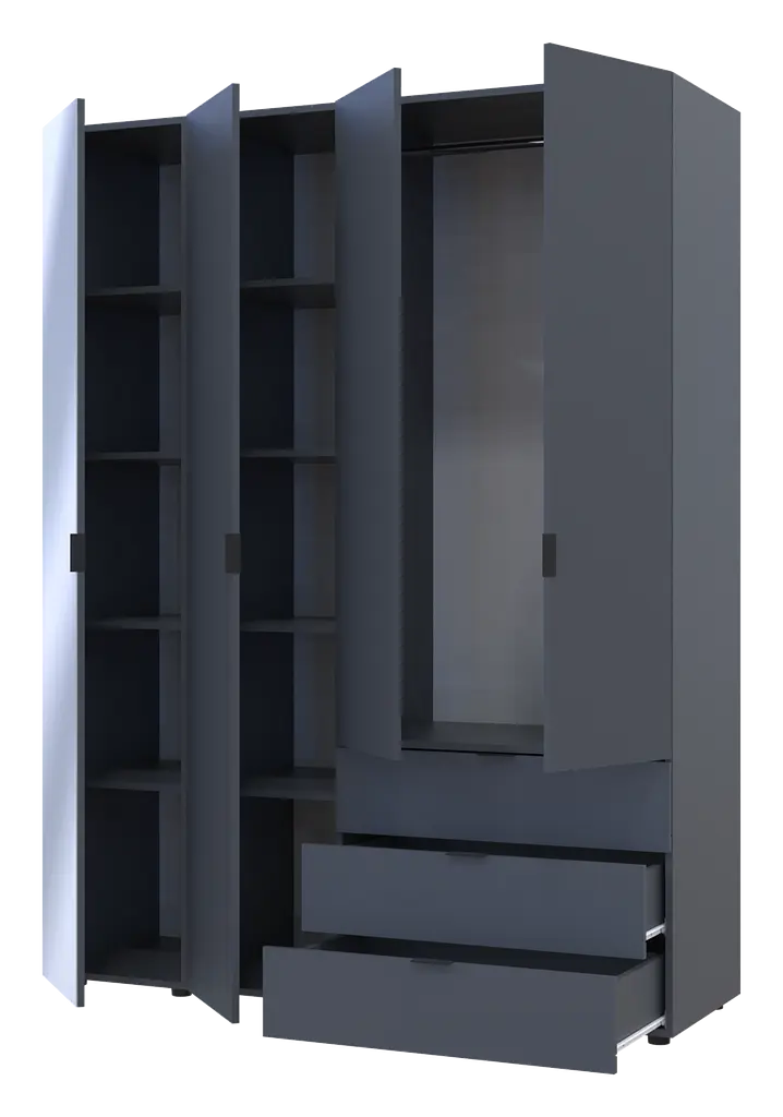 Шафа для одягу Doros Гелар Графіт 3ДСП/Дзеркало 155х49.5х203.4 (42002158) - фото 4