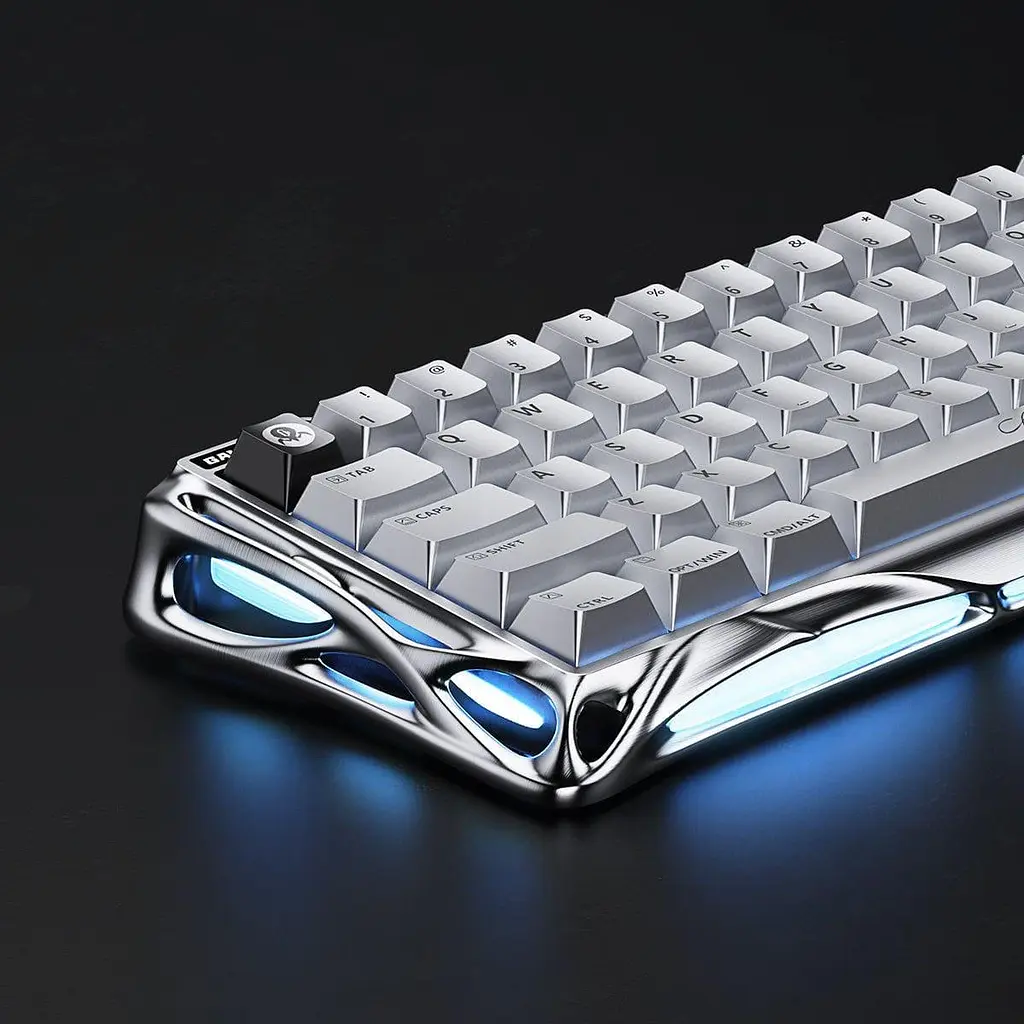 Клавиатура GravaStar Mercury V60 Pro 60 keys Blackcore 8K USB-A RGB Chrome Silver (GSV60PRO_XTAL_SLV) - фото 5