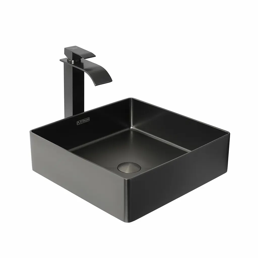 Умивальник Platinum Handmade PVD чорний 400x400 мм з нержавіючої сталі, Чорний - фото 3