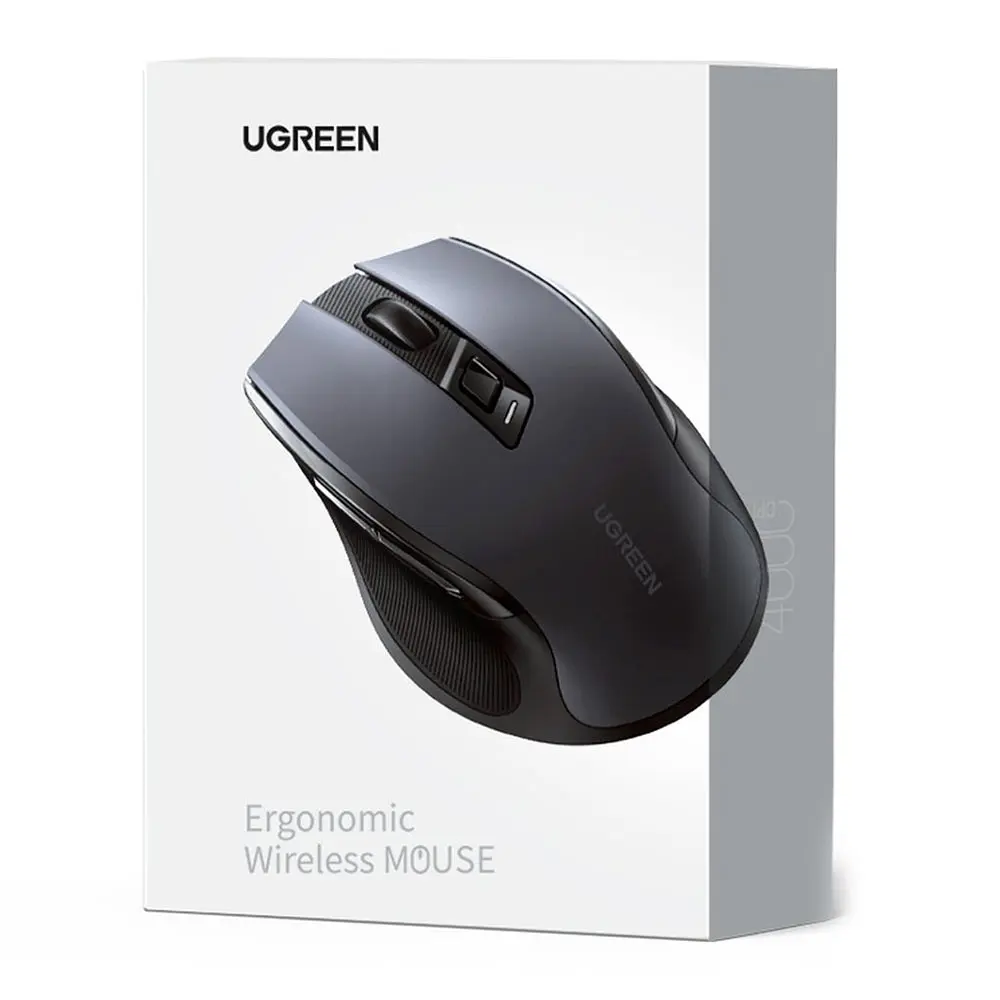Мишка UGREEN 2.4GHz MU006 Ergonomic, бездротова, 4000dpi., 4кн.,Silence Design, Чорна - фото 6