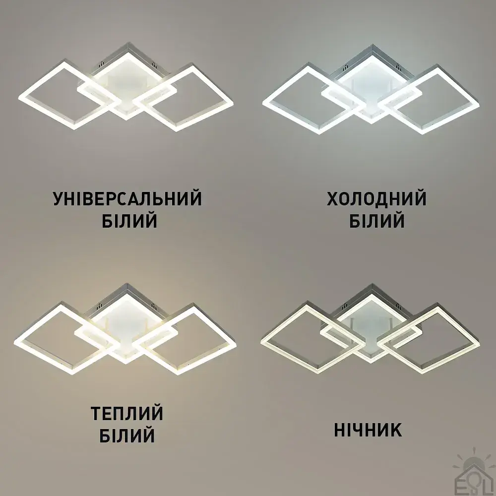 Смарт люстра керована світлодіодна SQUARE 3S 90 Вт 887x420x135 мм Бiла ESLLSE - фото 5
