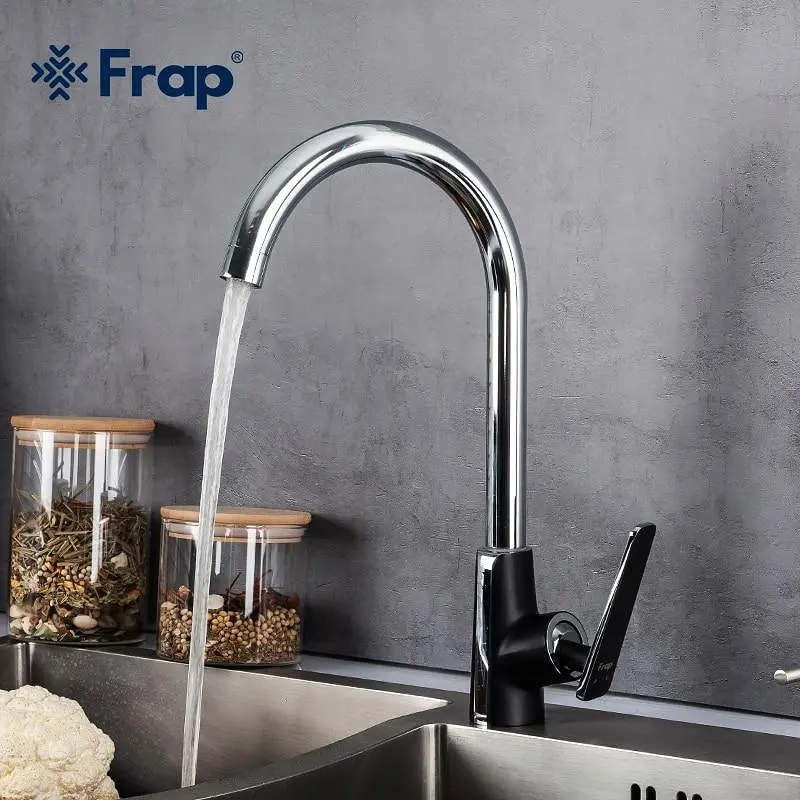 Смеситель для кухни Frap F4057 черный/хром Черный матовый - фото 2