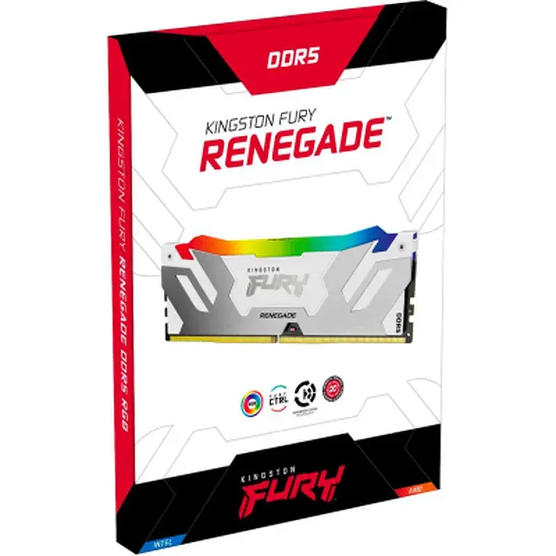Модуль пам'яті для комп'ютера DDR5 48GB (2x24GB) 8000 MHz Renegade RGB White/Silver Kingston Fury (ex.HyperX) (KF580C38RWAK2-48) - фото 5