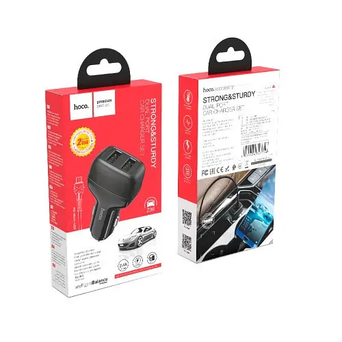 Автомобільне зарядне пристрій HOCO Z36 Leader 2USB/2,4A + Cable Micro чорний 4+1 - фото 5