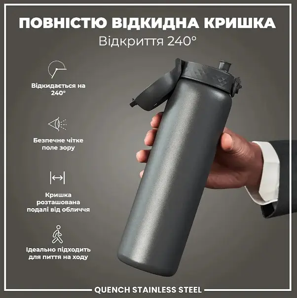 Бутылка для воды ION8 металлическая 1200 мл Stainless Steel Grey (I8SS1000GRY) - фото 3