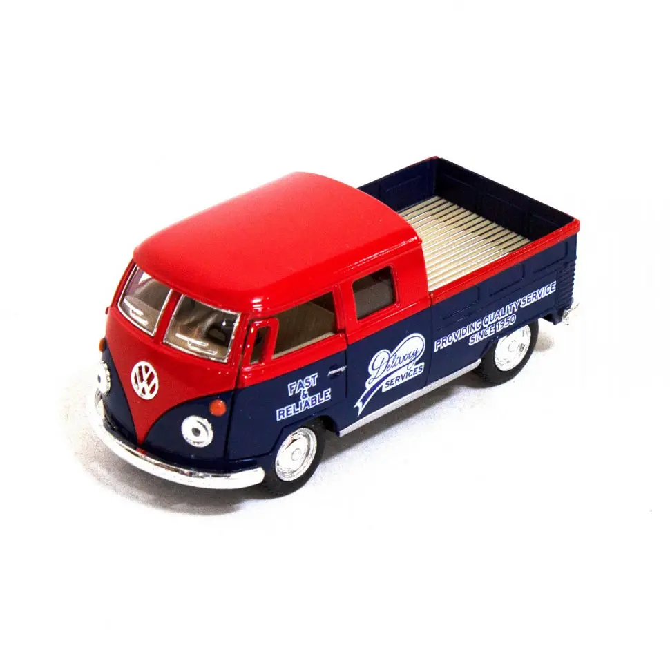 Машинка Volkswagen Bus Double Cab Pickup Delivery 1963 Kinsmart KT5396W інерційна, 1:34 Червоний