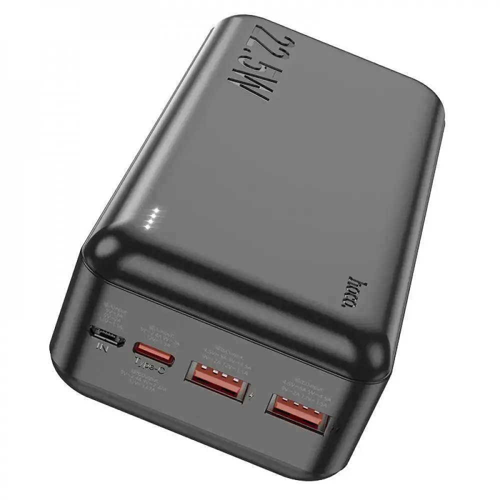Универсальная зарядная батарея Hoco J101B 30000mAh Astute PD20W+QC3.0 22.5W 2USB Micro/Type-C (Черный) - фото 3