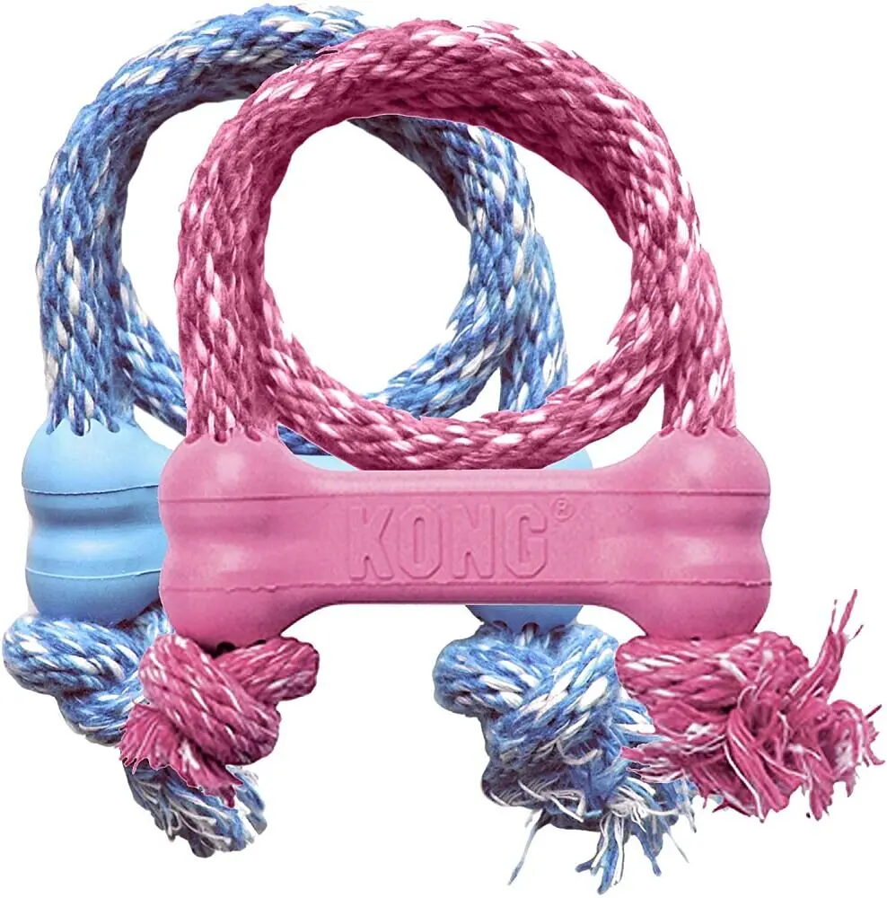 Жувальна кістка для цуценят KONG Puppy Goodie Bone з мотузкою - фото 4