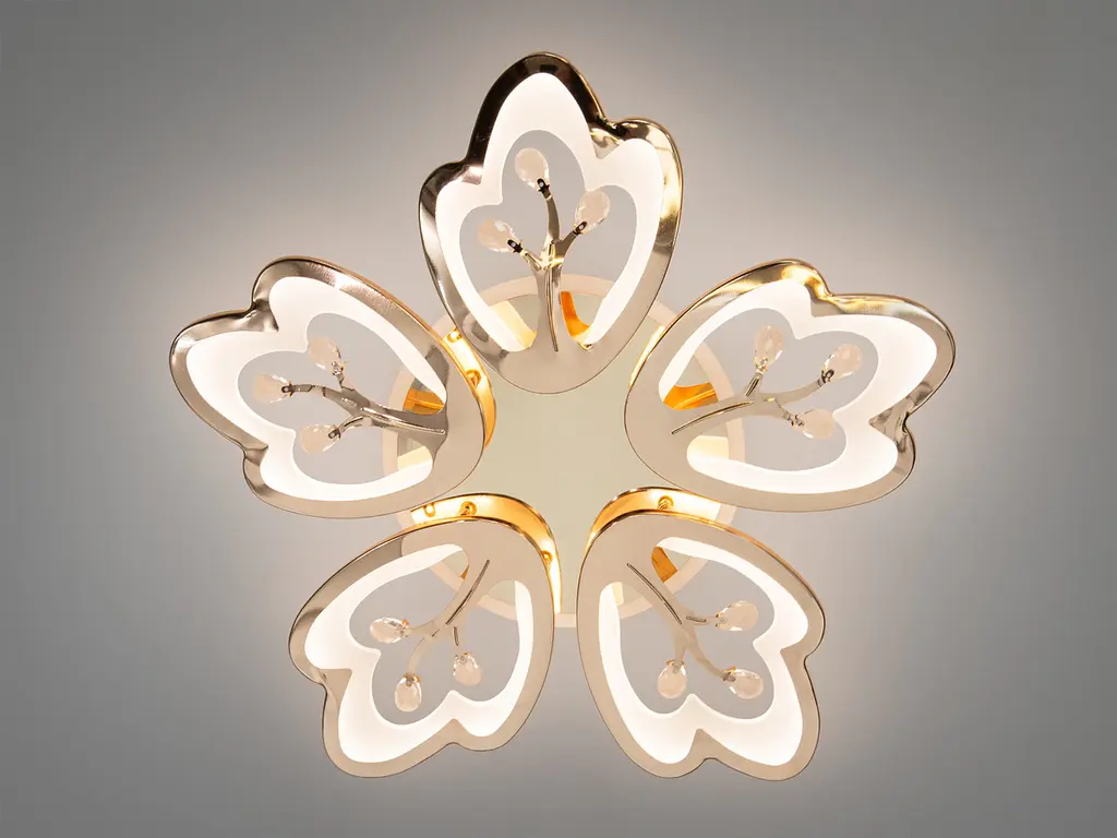 Стельова LED люстра Diasha 8148/5G золото, квітка, 90 Вт, 65 см, 12-17m2 - фото 3