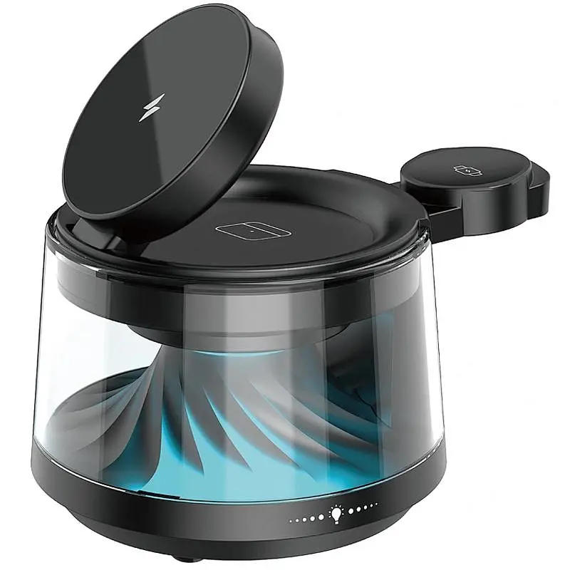 БЗП Wiwu Wi-W039 Flow 5in1 wireless charger with Speaker & Night Light 15W Black - фото 5