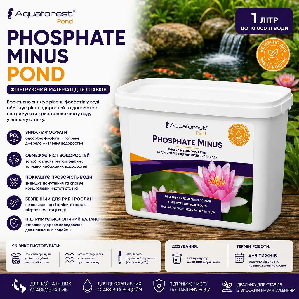 Наповнювач для зниження фосфатів у ставку Aquaforest Phosphate Minus POND 1 л - фото 2