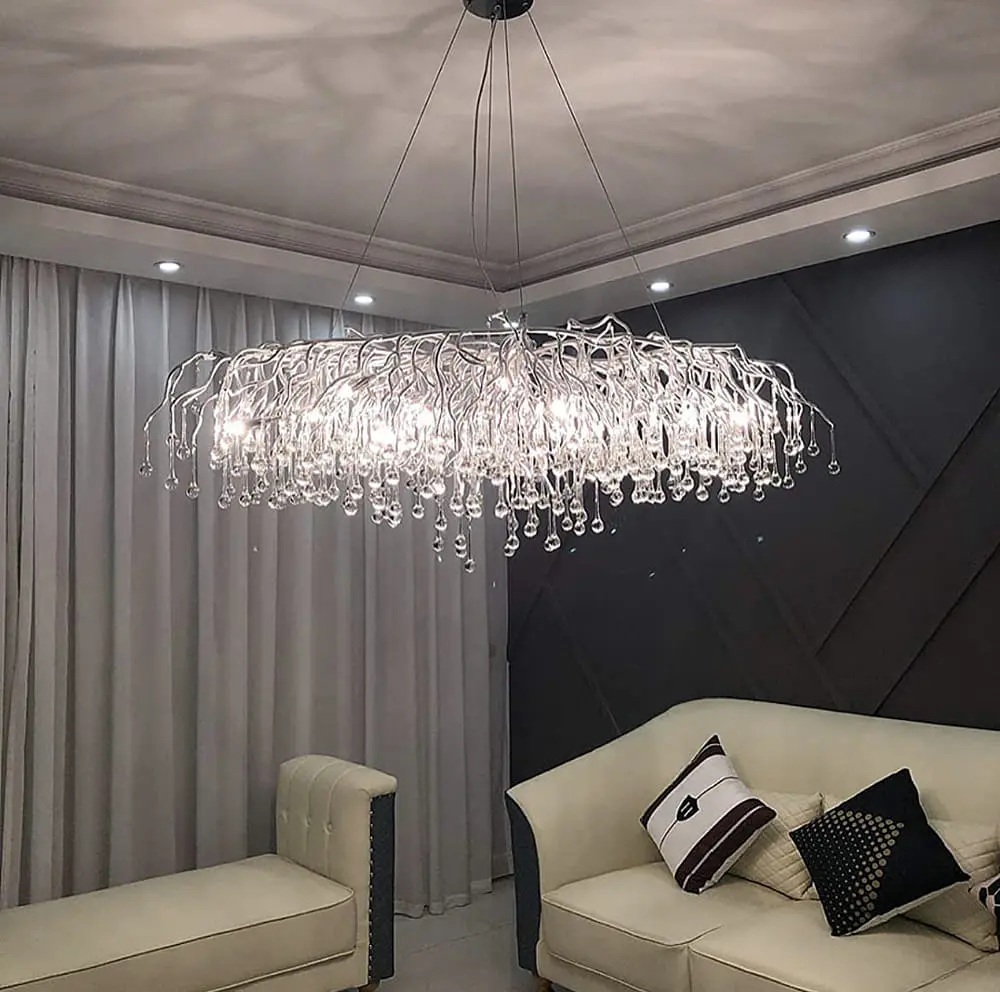 Роскошная удлиненная люстра в хроме со стеклянными подвесами 150 см Line F | Ст. MD9005-1500 CH OVAL - фото 2