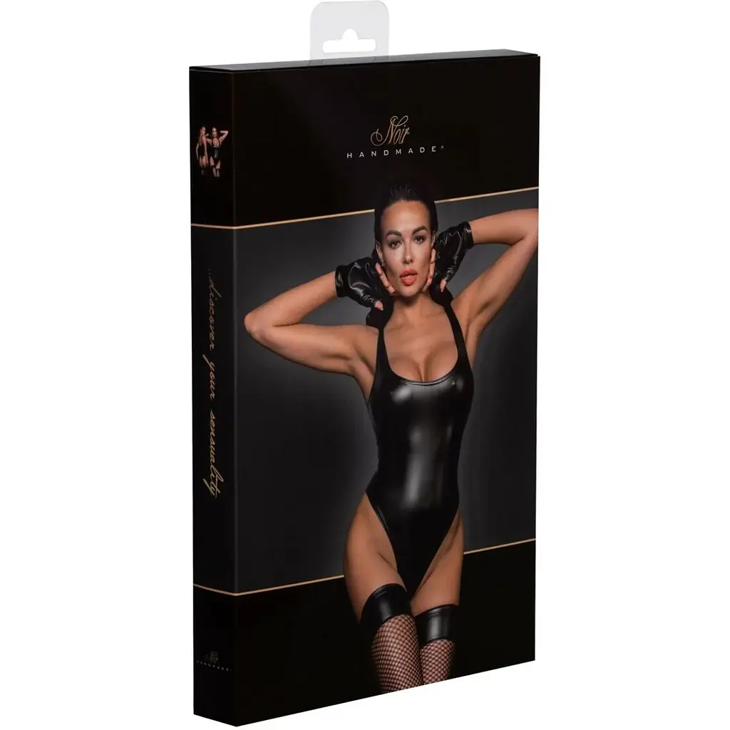 Боді Noir Handmade F244 Powerwetlook Body With high cut bottom hem - L - фото 6