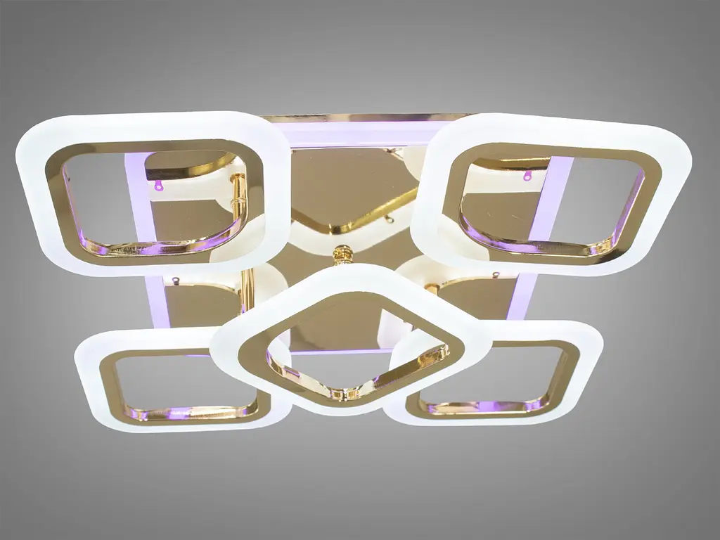 Стельова люстра LED Diasha AS8060/4+1G, 80W, 3200K-6500K, золото, акрил, сучасний стиль з пультом та диммером - фото 4