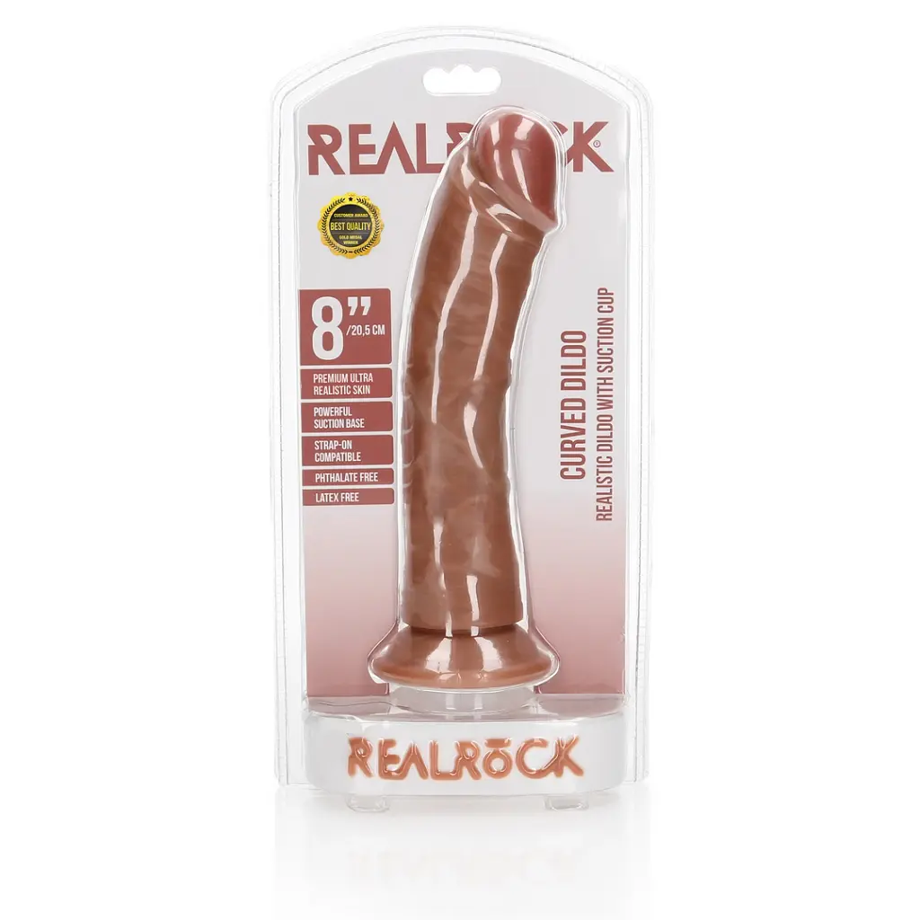 Фалоімітатор RealRock Curved Realistic 8" 20.5 см (тілесний) - фото 6