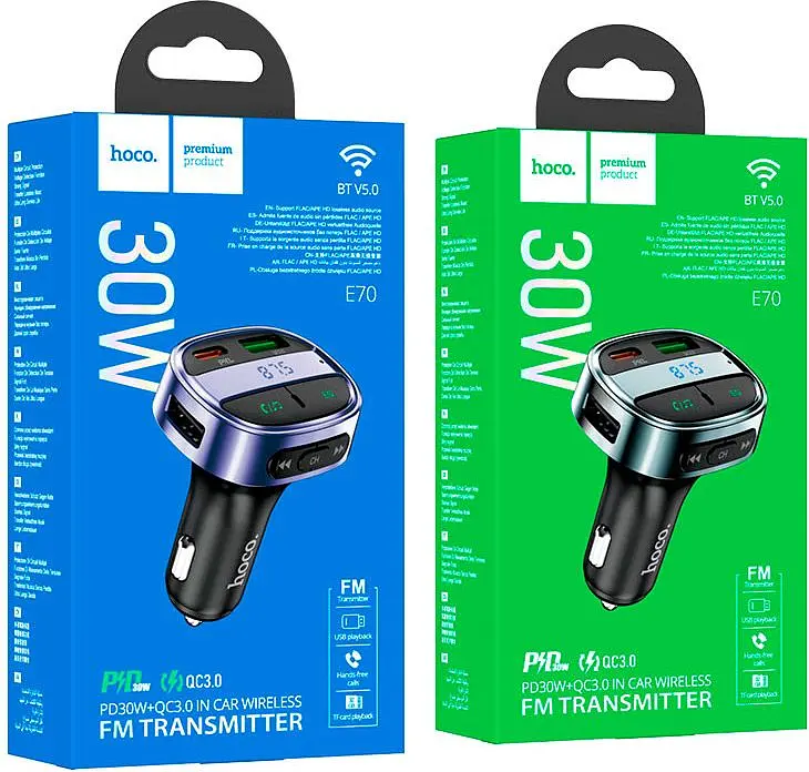 FM-трансмиттер Hoco E70 PD30W+QC3.0 Magic Night (765246) [86723] - фото 5