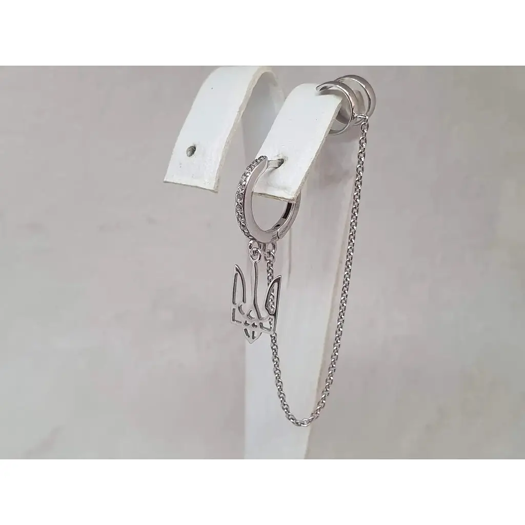 Срібна моносережка Ірій з каффою на хелікс Тризуб. 40024.2 - фото 2