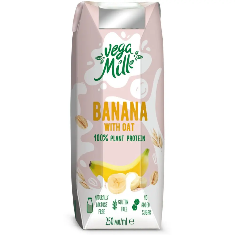 Упаковка вівсяного напою Vega Milk з бананом 3.75 л (250 мл х 15 шт.) - фото 2
