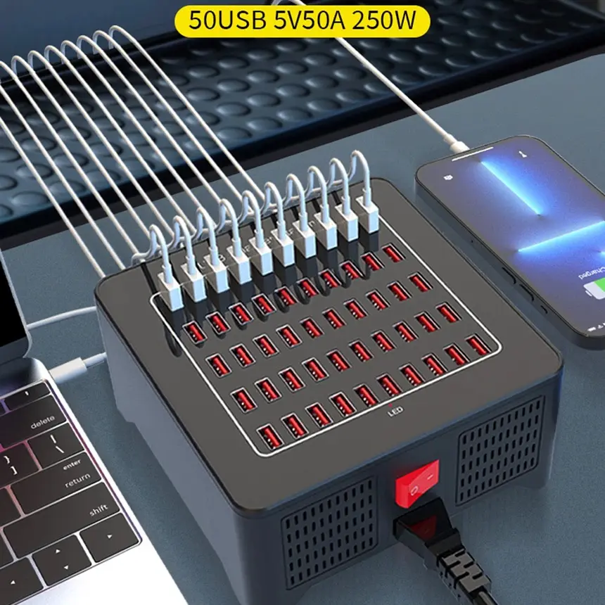 Зарядная станция ILEPO многопортовая на 50 USB портов 250 Вт / сетевое мультизарядное устройство (19015) - фото 10