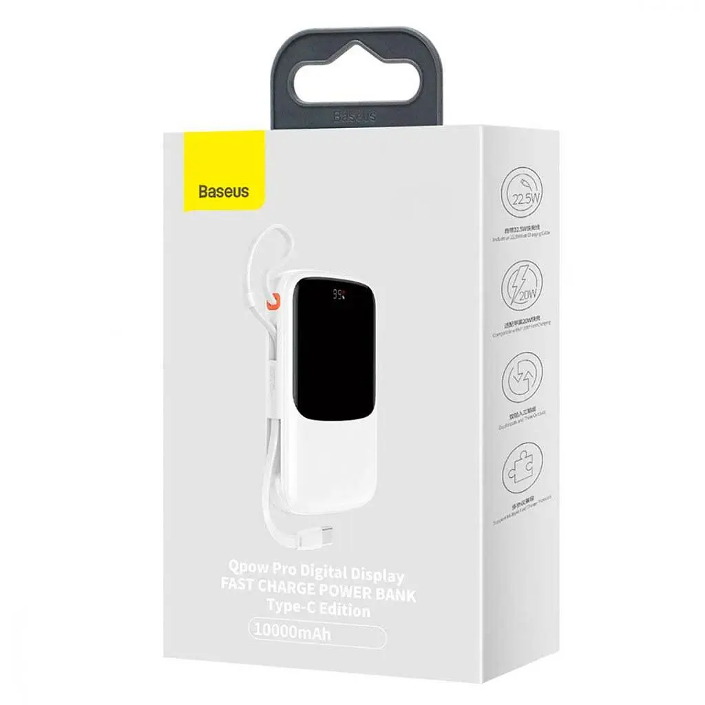 Внешняя батарея акб Baseus Qpow 10000 mAh 15 W Type-C PPQD050002 белая - фото 4