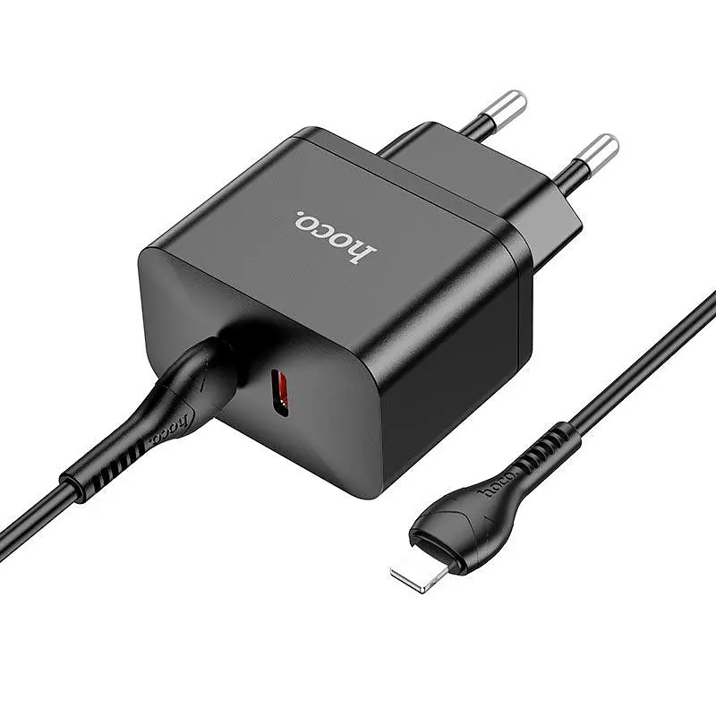 Адаптер мережевий HOCO Type-C to Lightning Cable Triumph charger set N29 35 W чорний - фото 3