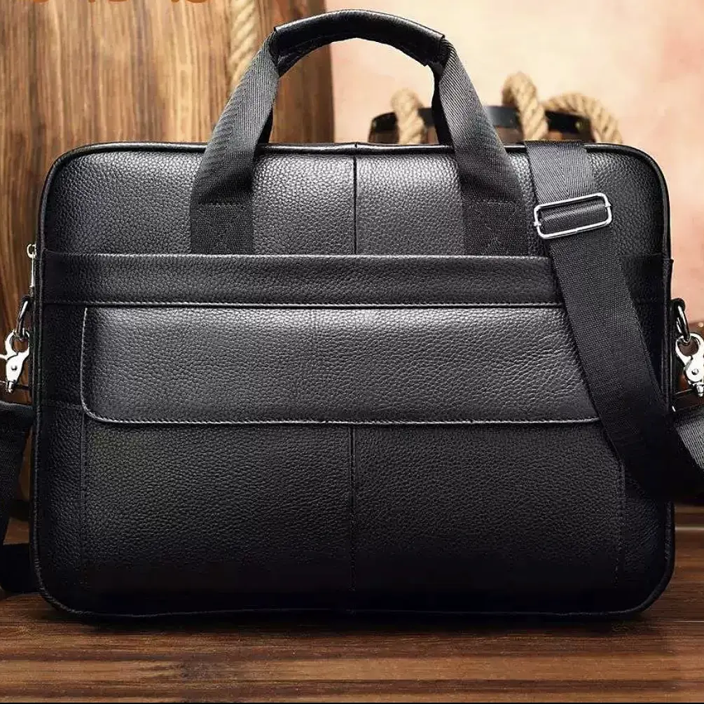 Чоловіча шкіряна сумка для ноутбука та документів чорна Tiding Bag RD-23134 - фото 6
