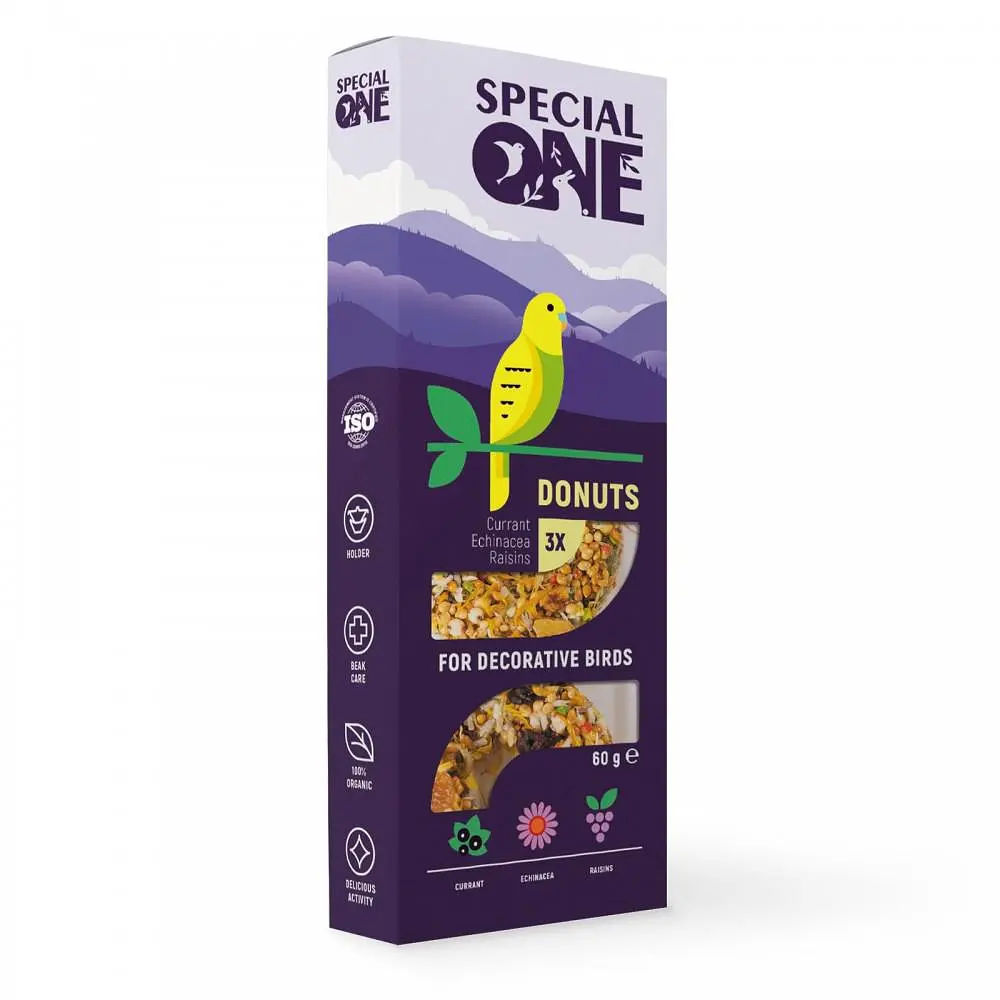 Пончики SPECIAL ONE «Смородина, ехінацея, виноград» для декоративних птахів 60г арт.PR242518