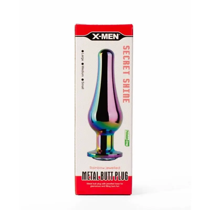 Анальна пробка X-Men Secret Shine Rainbow, 11,2 см (мульті) - фото 3