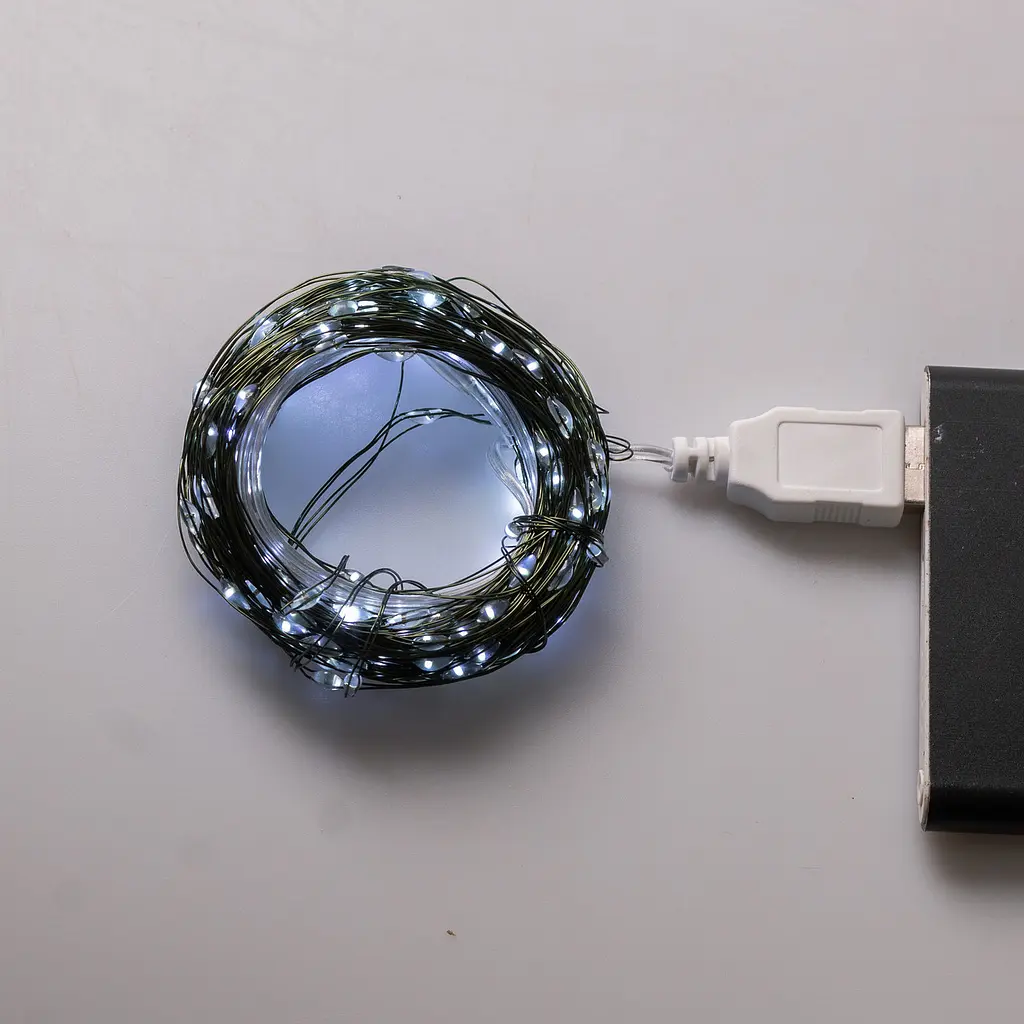 Гірлянда Роса нитка 200 LED довжина 20 м від USB зелена, білий GarlandoPro USB200L20MGW - фото 29