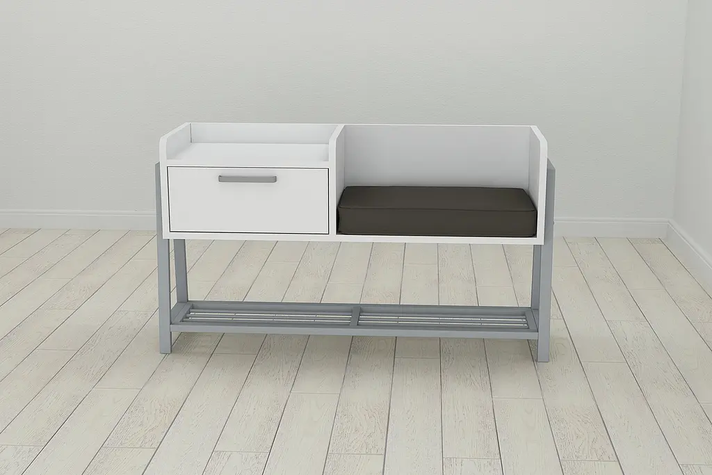Банкетка с прикроватной тумбочкой Ferrum-decor Бланка 540x1000x320 металл Серый ДСП Белый 16 мм (FRD-103038) - фото 4