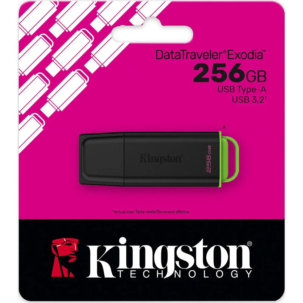 Флеш-накопичувач Kingston 256GB USB 3.2 Gen 1 DataTraveler Exod ia Black/Green DTXG2/256GB (DTXG2/256GB) - фото 2