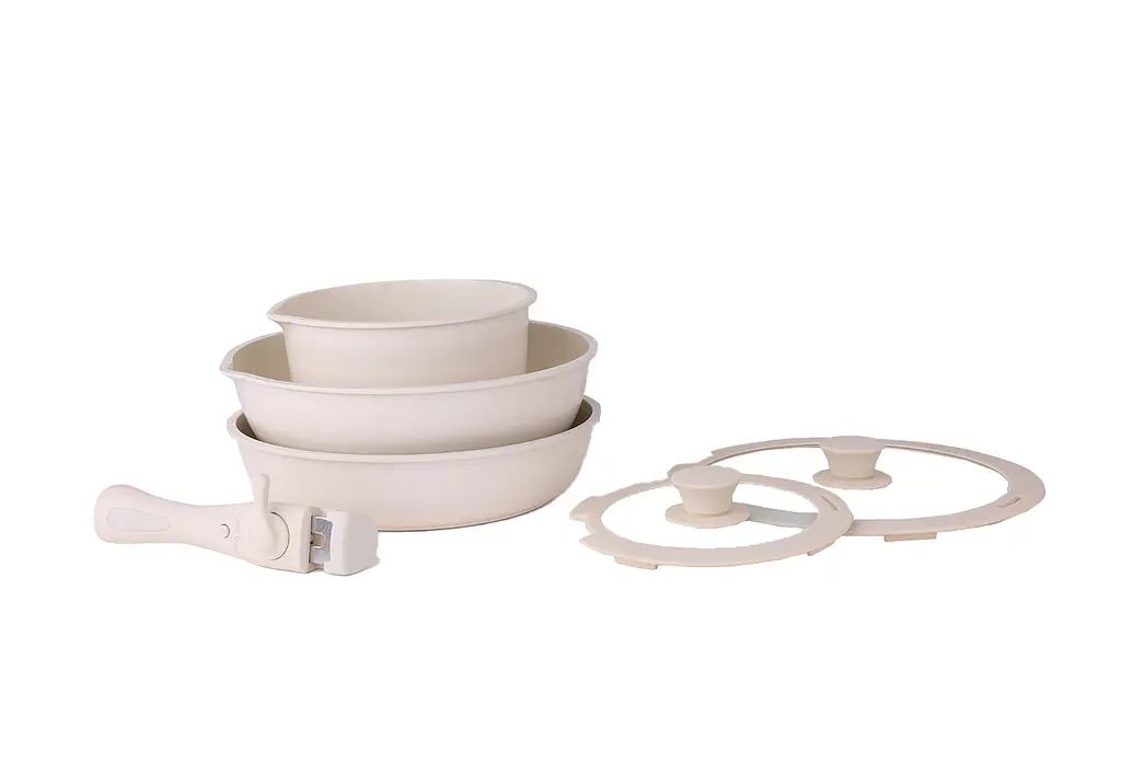 Набір посуду з кришками Zilan ZLN0965 5 шарове дно ручка, що знімається 8 предметів - фото 3