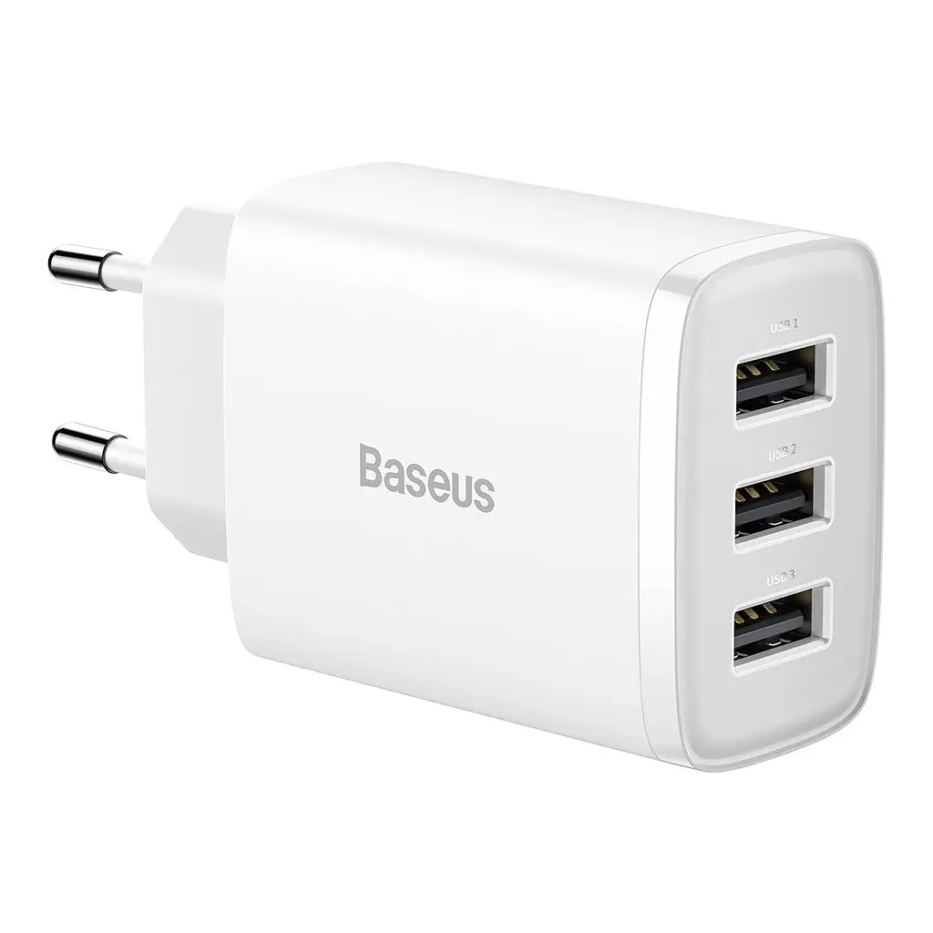 Зарядний пристрій Baseus Compact Charger 3U 17W White (CCXJ020102)
