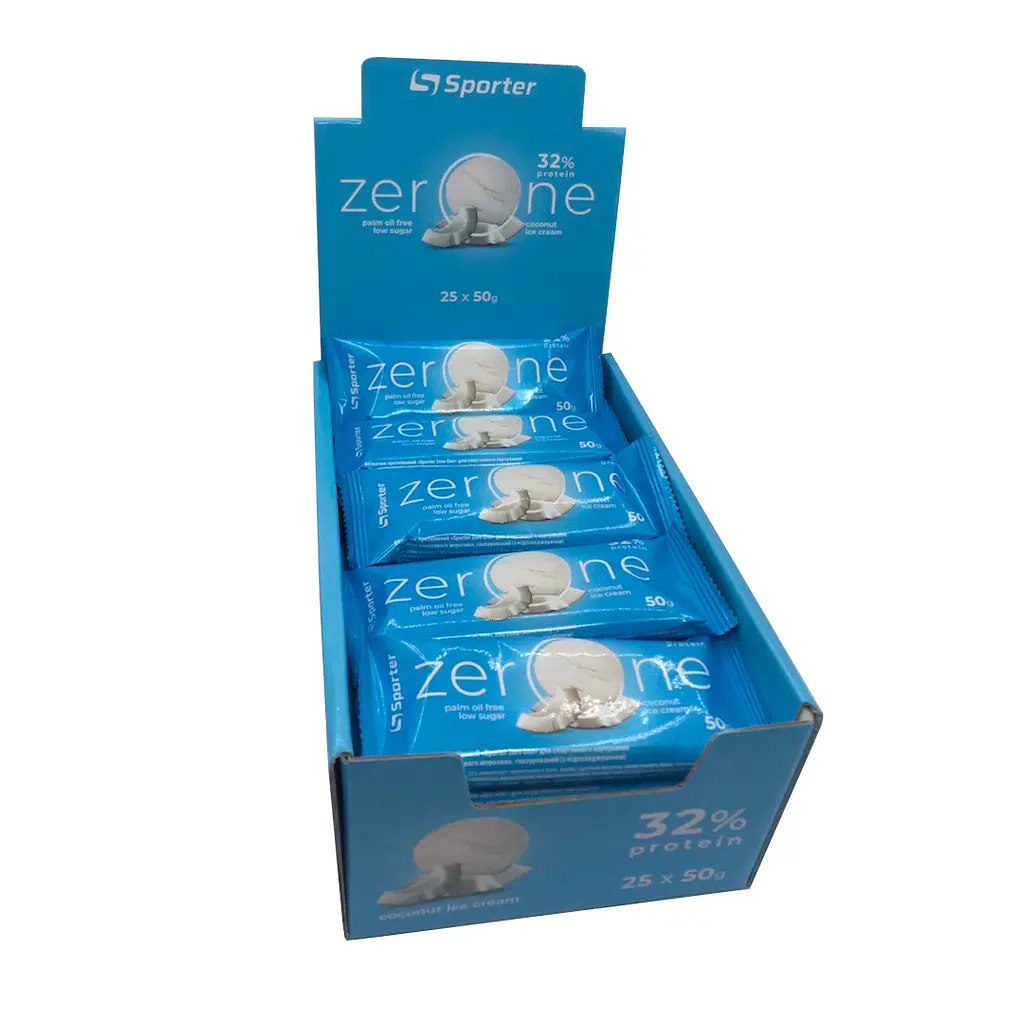 Батончик Zero One, 25*50 грам Кокосове морозиво Sporter fit0018324