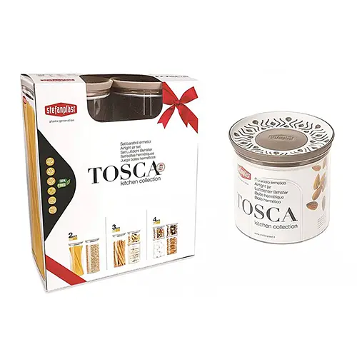 Набір із 3-х круглих герм.ємностей TOSCA біло-cірий (0,7л+1,2л+2,2л) (55681) - фото 3