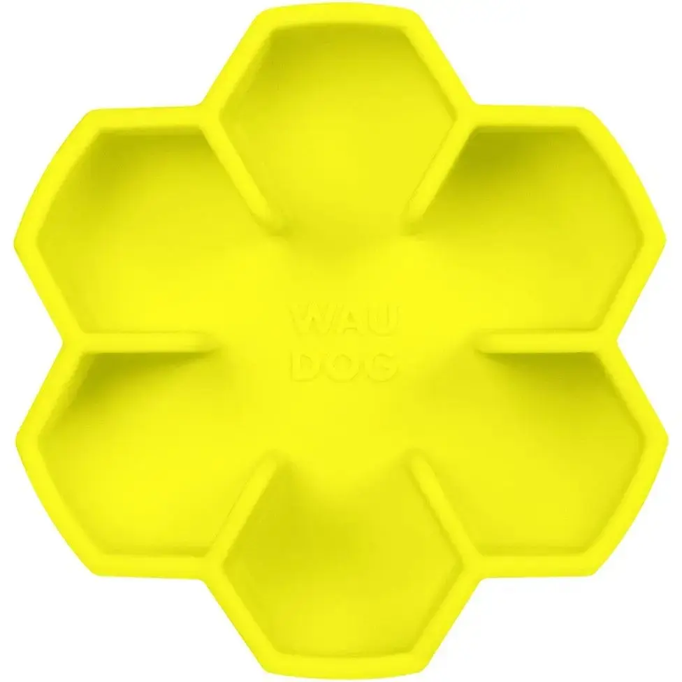 Миска собак та котів Waudog Silicone для повільного харчування 450 мл жовта - фото 2