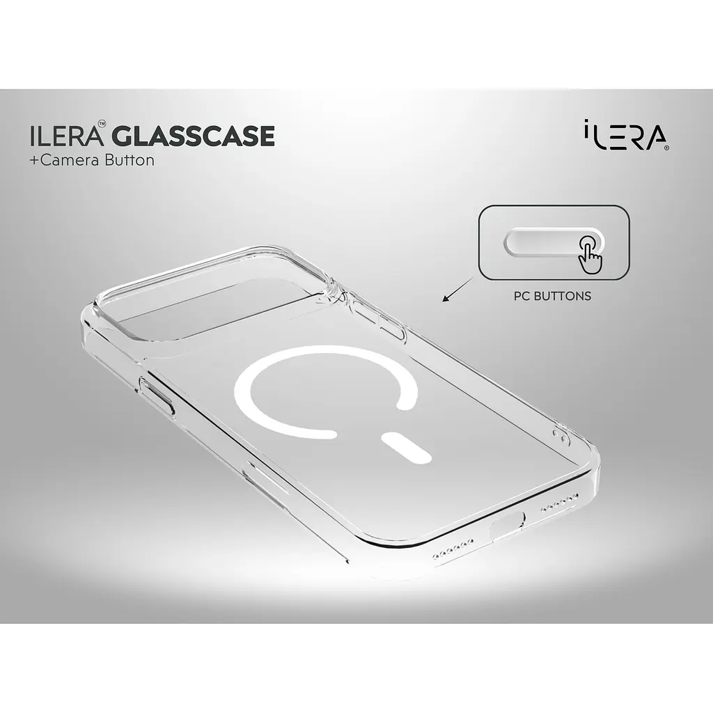 Чохол iLera GlassCase + Camera Button with MagSafe для Apple iPhone 17 Pro Transparent (iLGCLCa17Pr) [150418] - фото 5