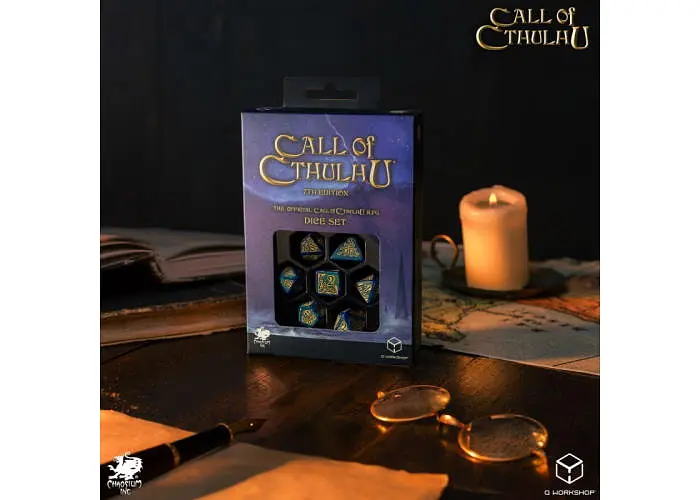 Набір кубиків Call of Cthulhu 7th Edition - Blue-green & Gold Dice Set (7 шт.) (SCTR22) - фото 8