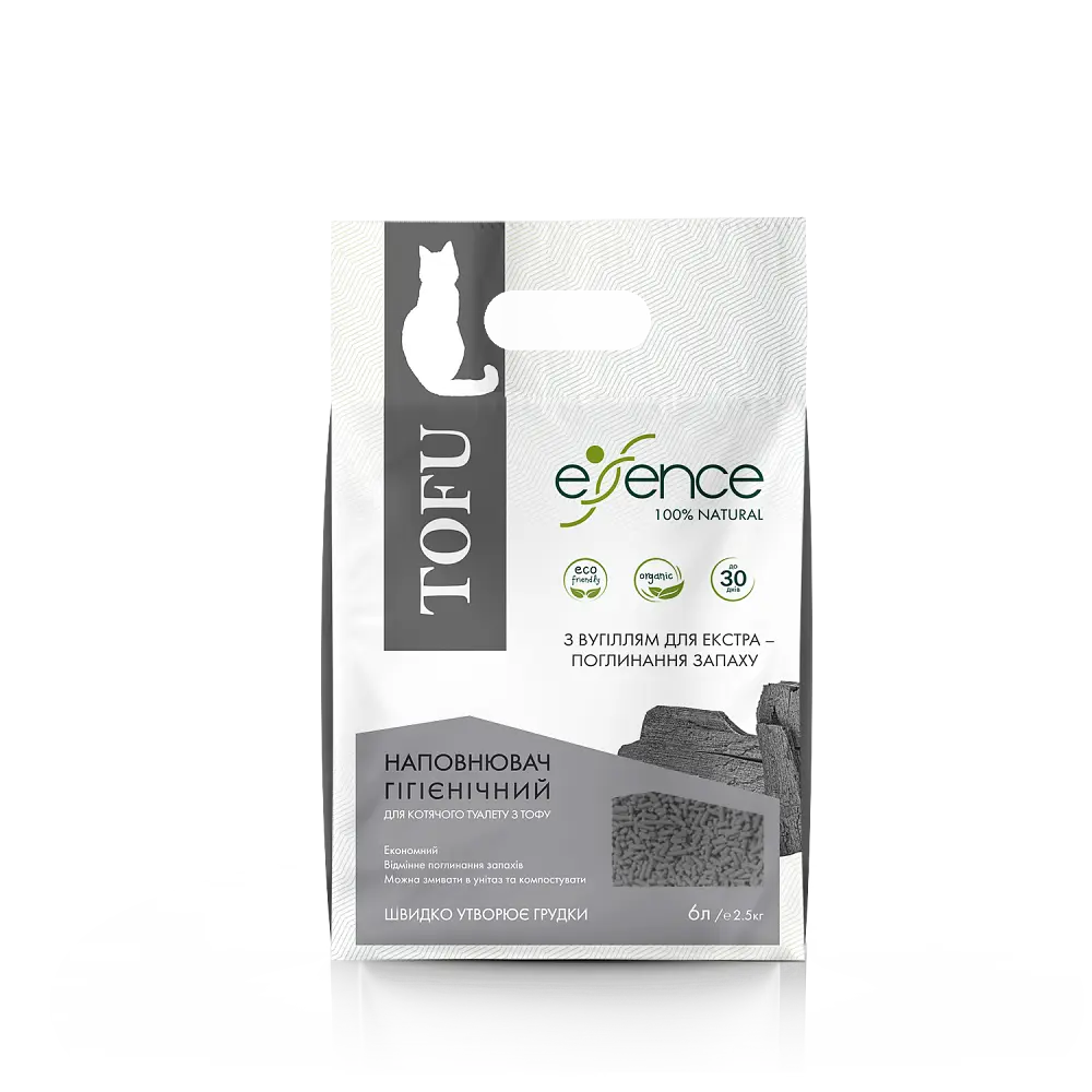 Наполнитель для кошачьего туалета Essence с тофу с углем 6 л - фото 3