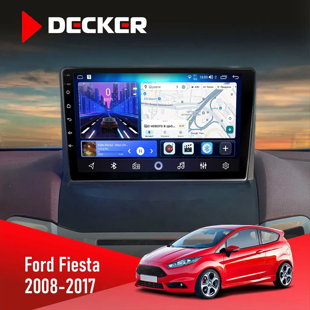 Штатна магнітола Ford Fiesta 2008-2017 Decker D9-006 4x64, 4G Decker (НФ-00004034)