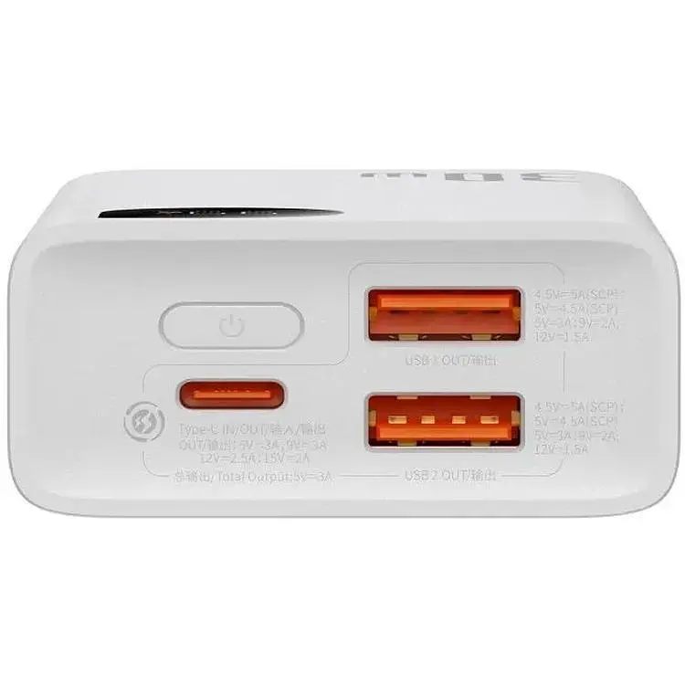Портативна батарея Baseus Adaman 2 Digital Display Fast Charge Power Bank 10000 mAh 30W PPAD040002 White - фото 4