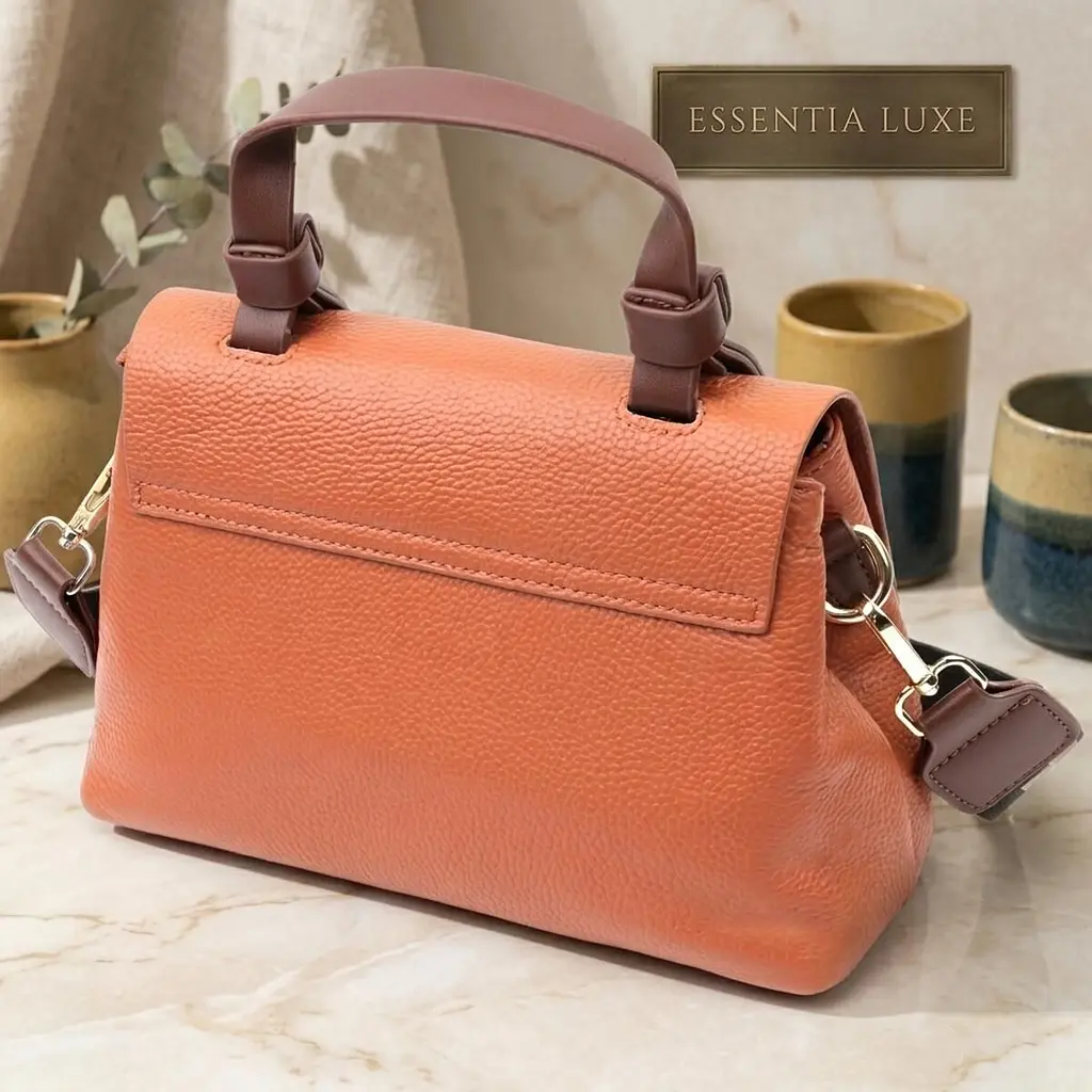 Елегантна сумка для жінок з короткою ручкою з натуральної шкіри Vintage 22669 руда - фото 4
