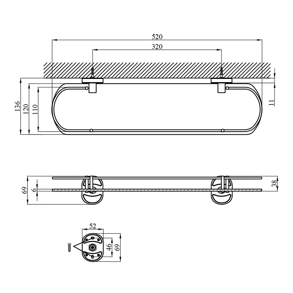 Полиця для ванної кімнати Kroner KRM Elbe - ACG2907-1 (CV022865) - фото 4