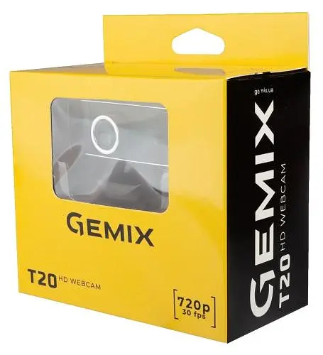 Веб-камера Gemix T20, Black, 1.3Mp, 1280x720/30 fps, мікрофон, USB 2.0, фіксований фокус, 1.5 м, багатофункціональний затискач (T20HD720P) - фото 3