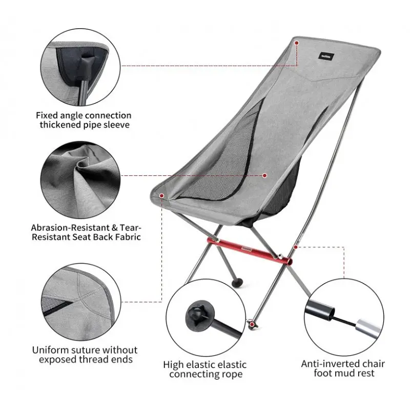 Складне крісло Naturehike YL06 Alu Folding Moon Chair NH18Y060-Z (Сірий) - фото 2