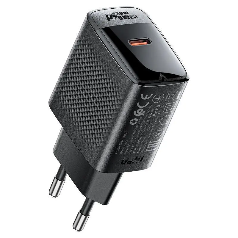 Сітчасте зарядне пристрій ACEFAST A102 PD30W GaN single USB-C charger (EU) чорний
