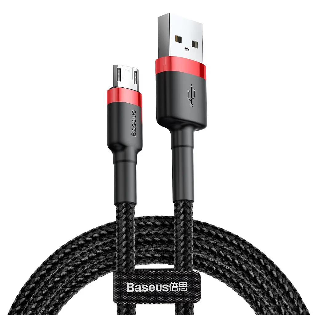 Кабель Baseus Cafule microUSB USB 2.4 A 1m CAMKLF-B91 чорно-червоний - фото 2