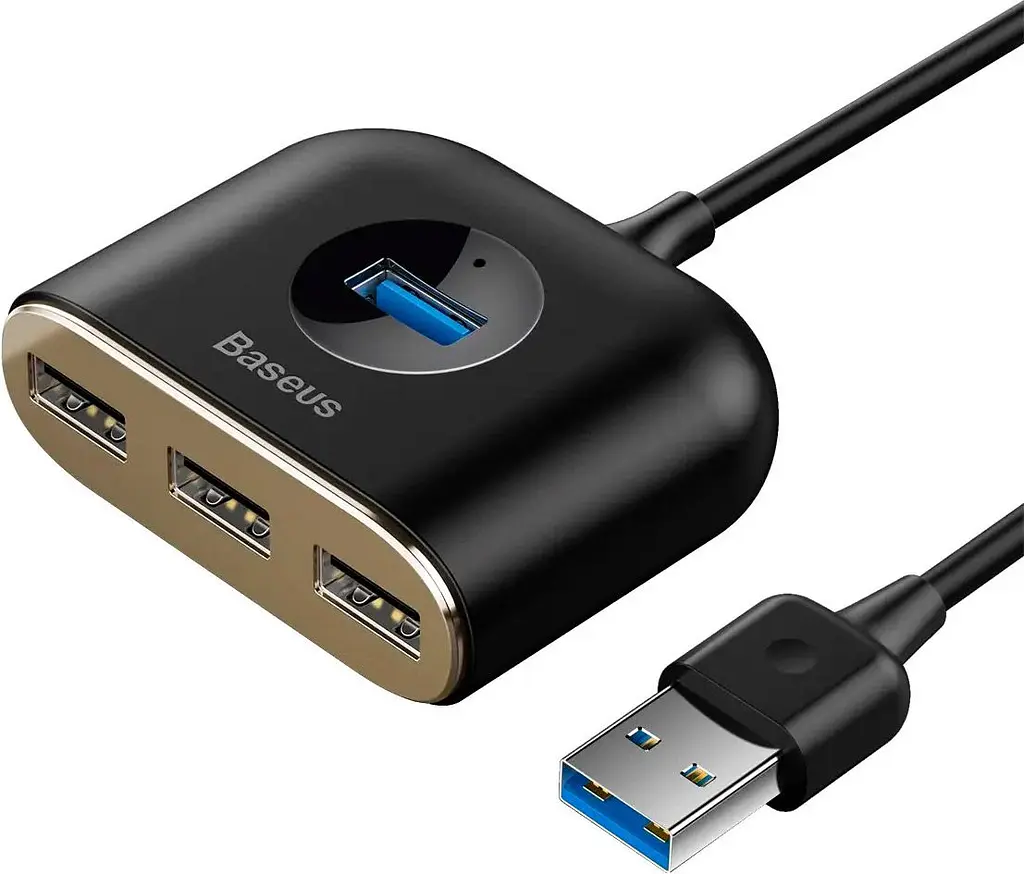 USB-хаб Baseus Square Round Box 4-Port USB-A Black 1м (CAHUB-AY01) [77938] - фото 2